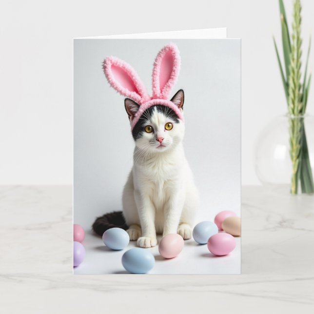 Carte de printemps pastel de petit chat mignon (Devant)