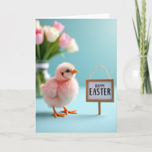 Carte de printemps Poussin rose