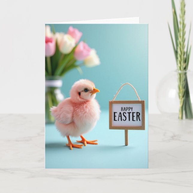 Carte de printemps Poussin rose (Devant)