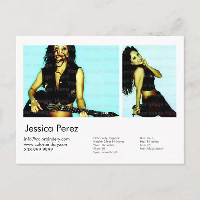 Carte de prise de vue Acteur/Modèle 2 (Devant)