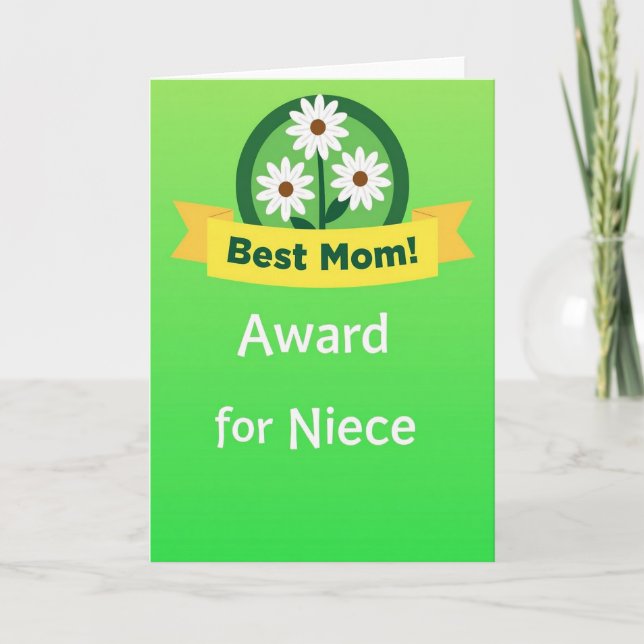 Carte de prix de la meilleure nièce émeraude (Devant)