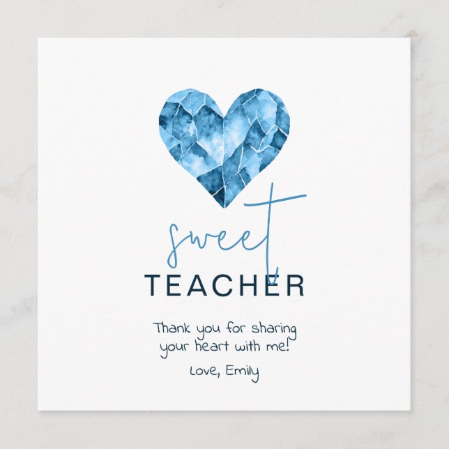 Carte de professeur mignonne avec cœur en diamant  (Devant)