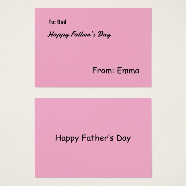 Carte de profil (Devant & derrière)