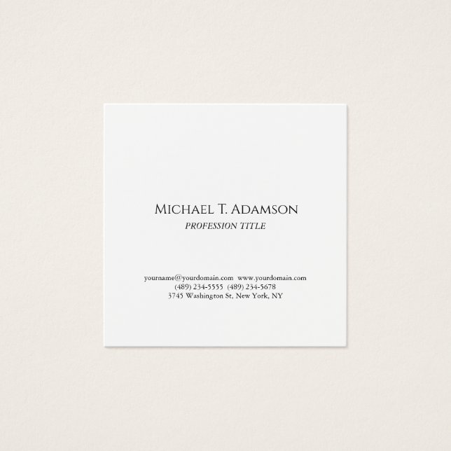 Carte de profil élégante, simple, noir et blanc (Devant)
