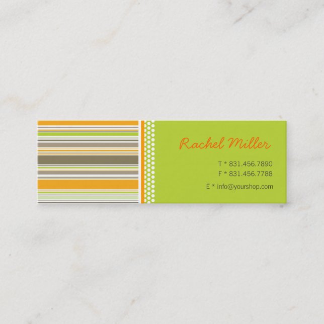 Carte de profil Motif Retro Orange Green Stripes (Devant)