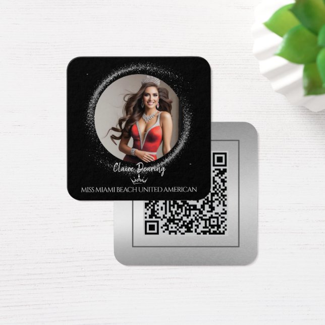 Carte de profil photo avec code QR Diamond Dust (Bureau)