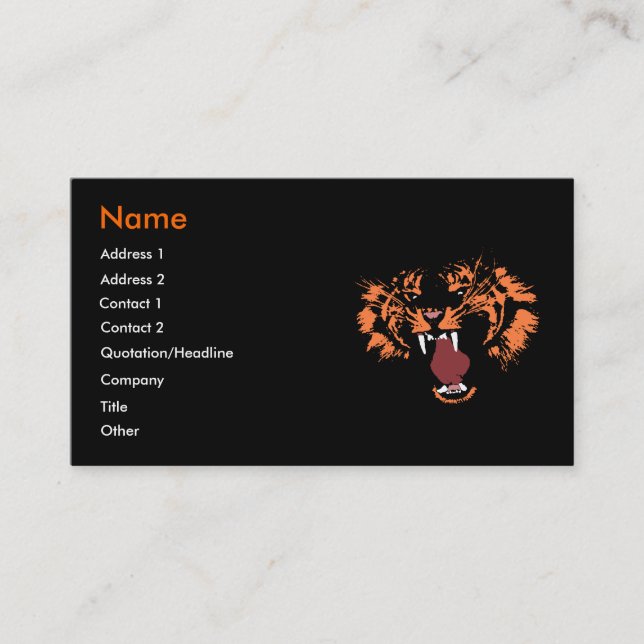 Carte de profil professionnelle Tiger (Devant)