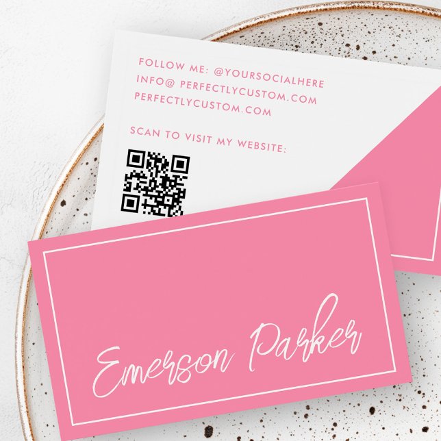 Carte de profil rose de blogueur influenceur de sc (Trendy script influencer blogger pink profile card)