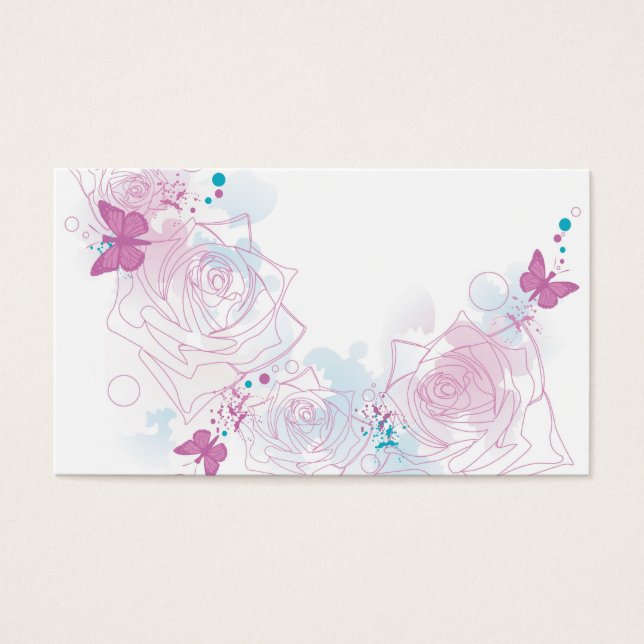 Carte de profil rose et papillons (Devant)