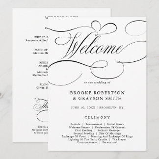 Carte de programme calligraphie moderne noire inte