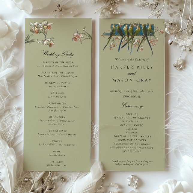 Carte de Programme de Cérémonie de Mariage Aviary (Créateur téléchargé)