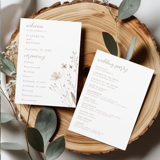 Carte de programme de cérémonie de mariage élégant (Créateur téléchargé)