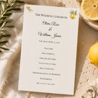 Carte de programme de cérémonie de mariage méditer