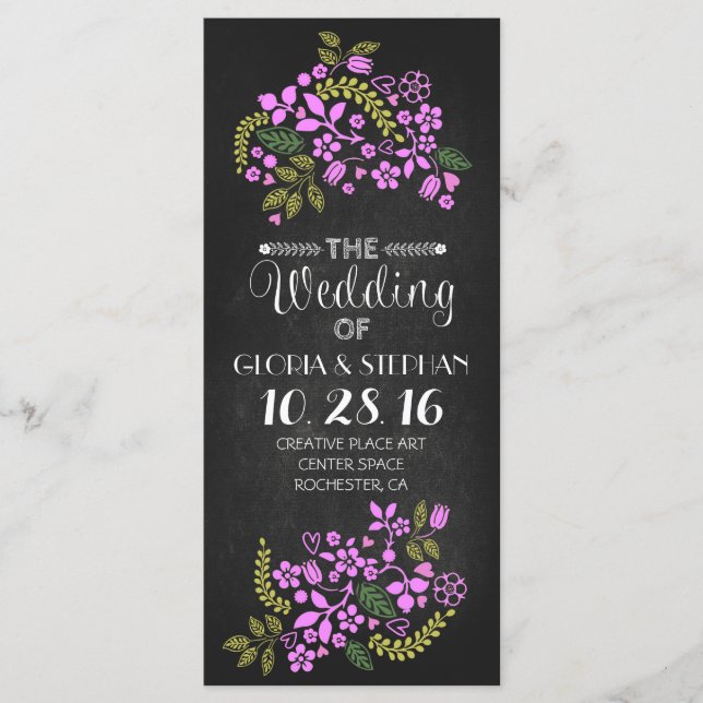 carte de programme de mariage à plateau floral (Devant)