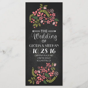 carte de programme de mariage à plateau floral