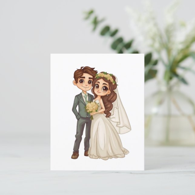 Carte de programme de mariage anime mignonne, ordr (Debout devant)