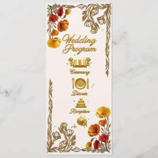 Carte de Programme de Mariage au Pavot de Californ
