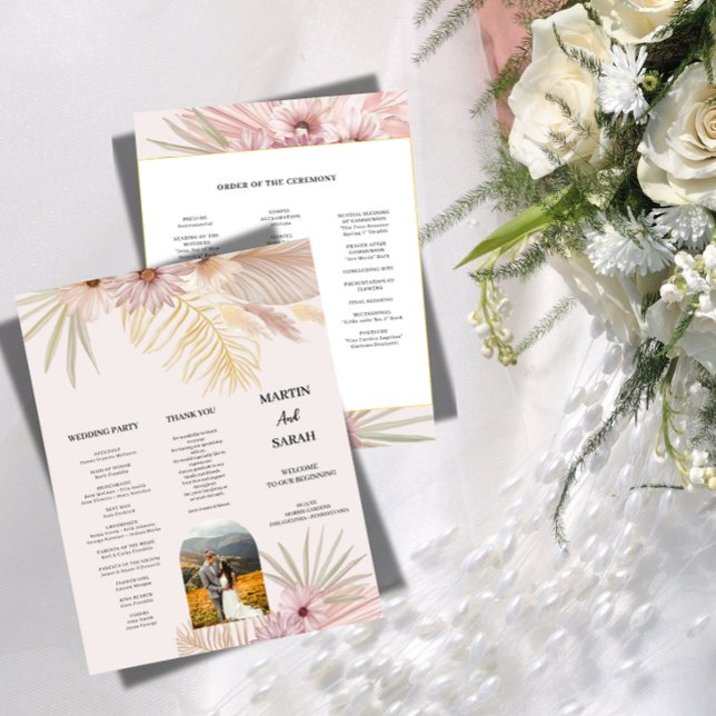 Carte de Programme de Mariage Botanique Bohème Neu (Créateur téléchargé)