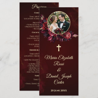 Carte de programme de mariage catholique floral bu