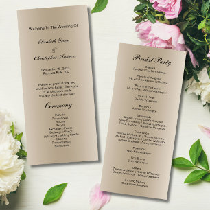 Carte de programme de mariage Champagne Black Scri