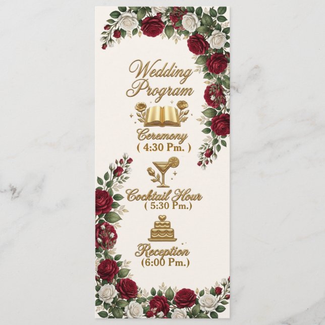 Carte de programme de mariage élégante New York Ro (Devant)