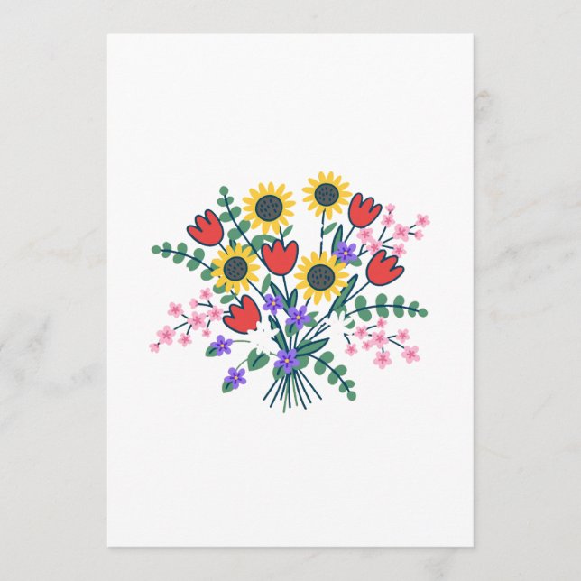 Carte de Programme de Mariage Fleur de Champ à l'A (Devant)