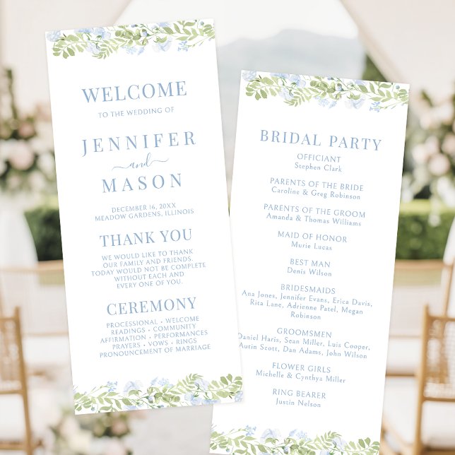 Carte de Programme de Mariage Fleur Sauvage Bleu C (Créateur téléchargé)