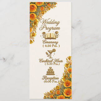 Carte de programme de mariage floral au pavot de C