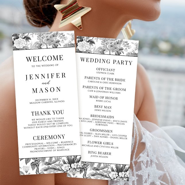 Carte de programme de mariage floral de la chinois (Créateur téléchargé)