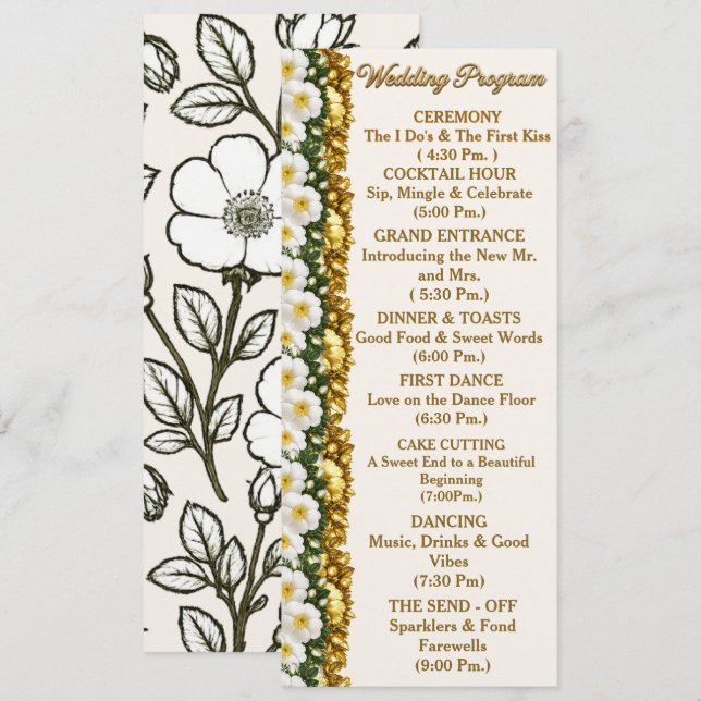 Carte de programme de mariage Georgia Cherokee Ros (Devant / Derrière)