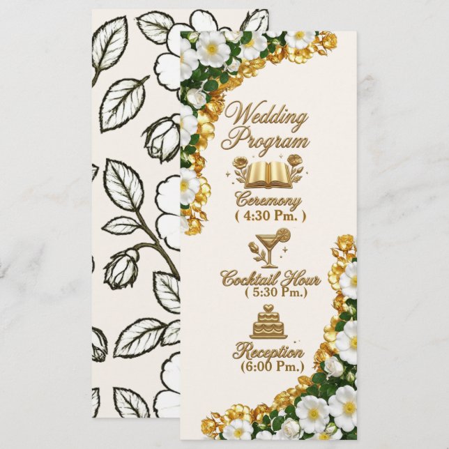 Carte de programme de mariage Georgia Cherokee Ros (Devant / Derrière)
