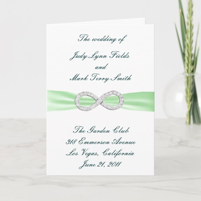 Carte de programme de mariage Green Diamond Infini (Devant)