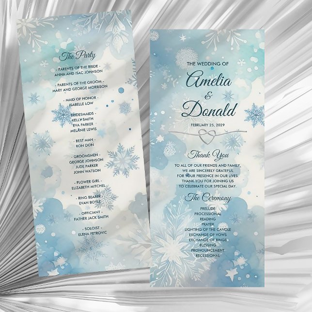 Carte de programme de mariage hivernal merveilleux (Créateur téléchargé)