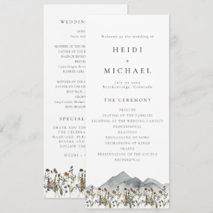 Carte de programme de mariage long HEIDI Boho Wild