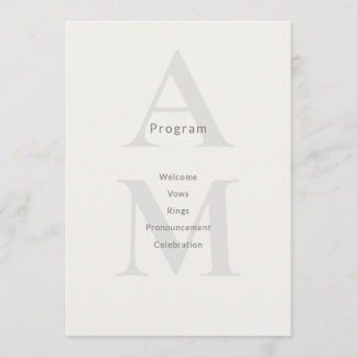 Carte de Programme de Mariage Minimal Éditorial In