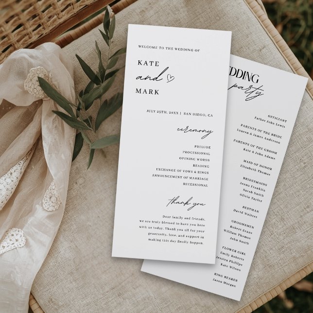 Carte de Programme de Mariage Minimaliste (Créateur téléchargé)