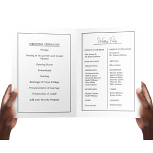 Carte de programme de Mariage Monogramme minimalis