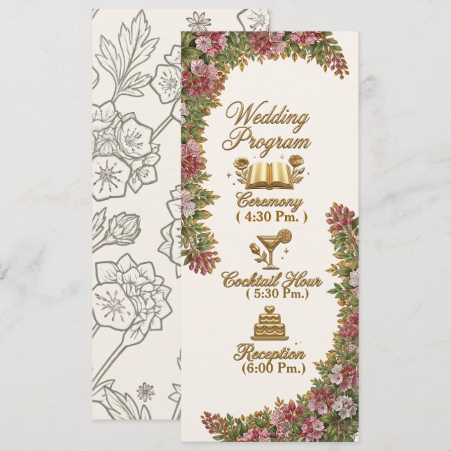 Carte de programme de mariage Pennsylvania Mountai (Devant / Derrière)