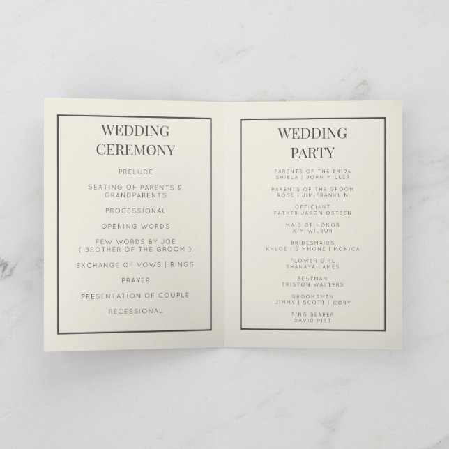 Carte de programme de mariage pliable monogramme p (Intérieur)