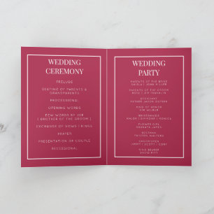 Carte de programme de mariage pliable monogramme p