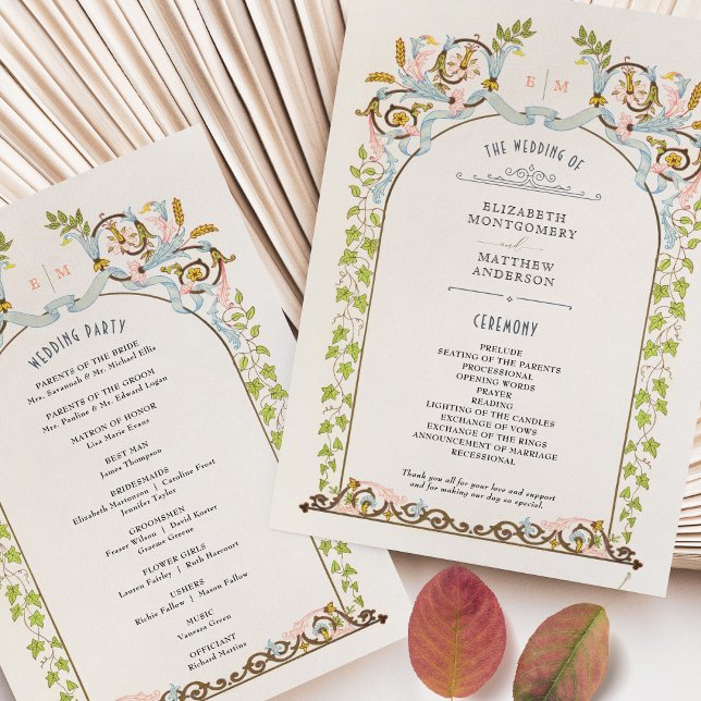 Carte de programme de mariage royal vintage (Créateur téléchargé)