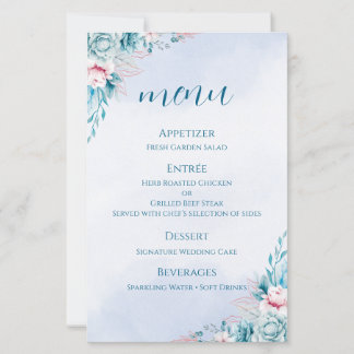 carte+de+programme+de+mariage teal+fleurs+blanches