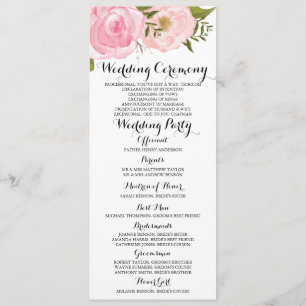 Carte de programme de mariage Vintage rose floral 