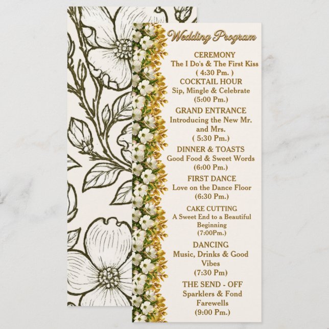 Carte de programme de mariage Virginia Dogwood (Devant / Derrière)