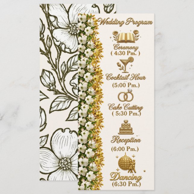Carte de programme de mariage Virginia Dogwood (Devant / Derrière)