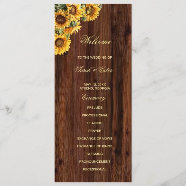 Carte de programme double côté Gold Sunfleurs (Devant)