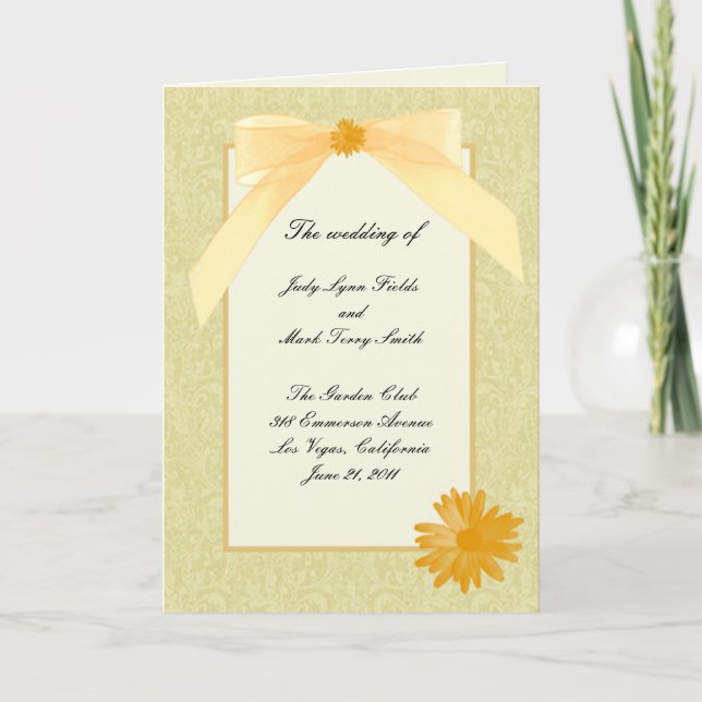 Carte de programme Fleur Jaune (Devant)