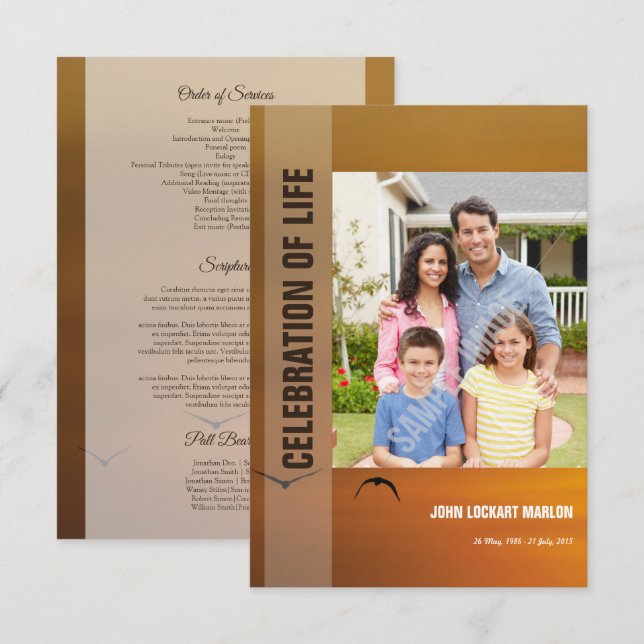 Carte de programme funèbre (Devant / Derrière)