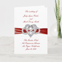 Carte de programme rouge de coeur d'infini