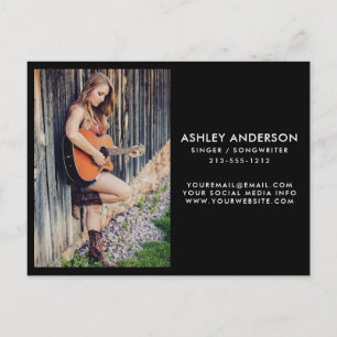 Carte de promo photo musicien chanteur - Taille de